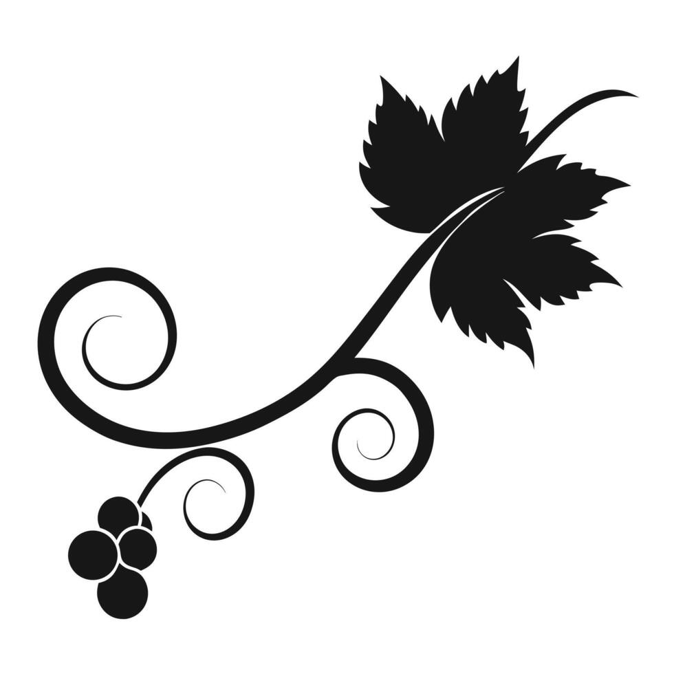 Black Vine Silhouette With Grapes vector