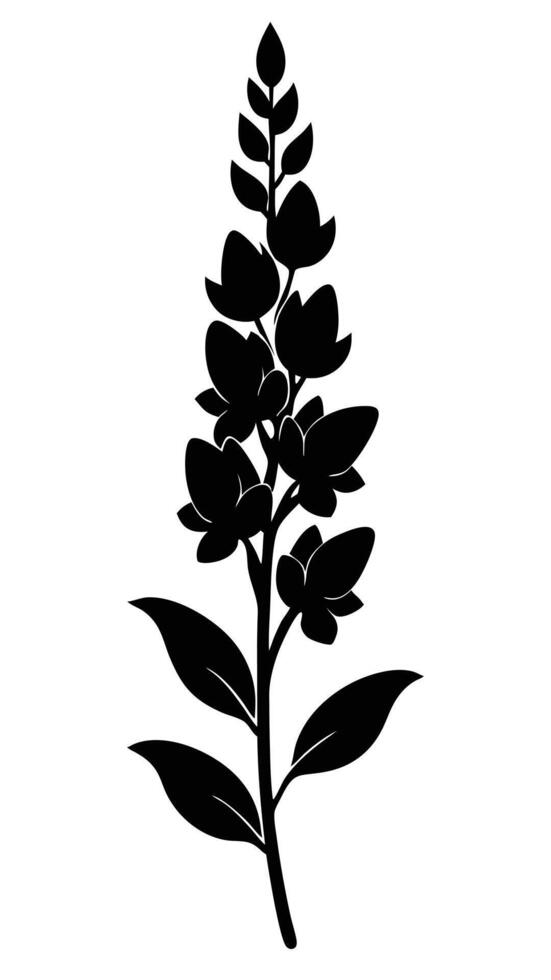Black Floral Stem Silhouette Illustration vector