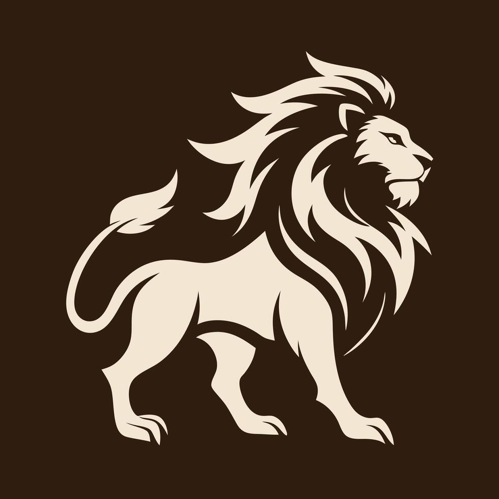 Elegant Lion Illustration Design Standing Profile vector