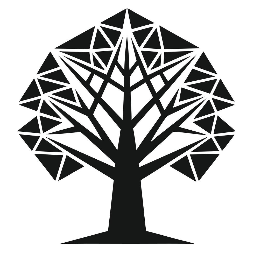 Geometric tree Silhouette Design vector