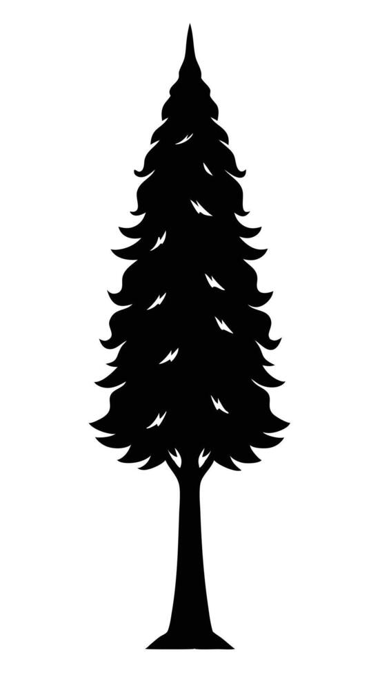 Evergreen Tree Silhouette Isolated On White vector