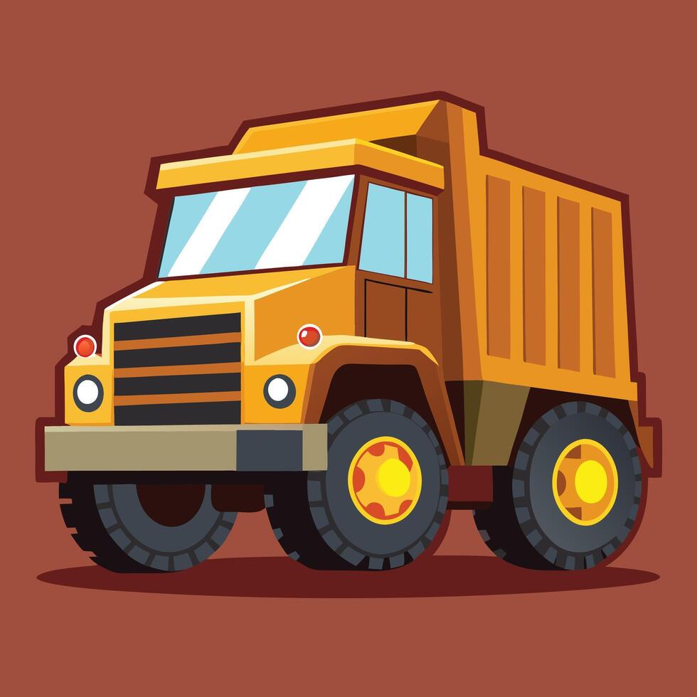 Cartoon Yellow Dump Truck Illustration vector