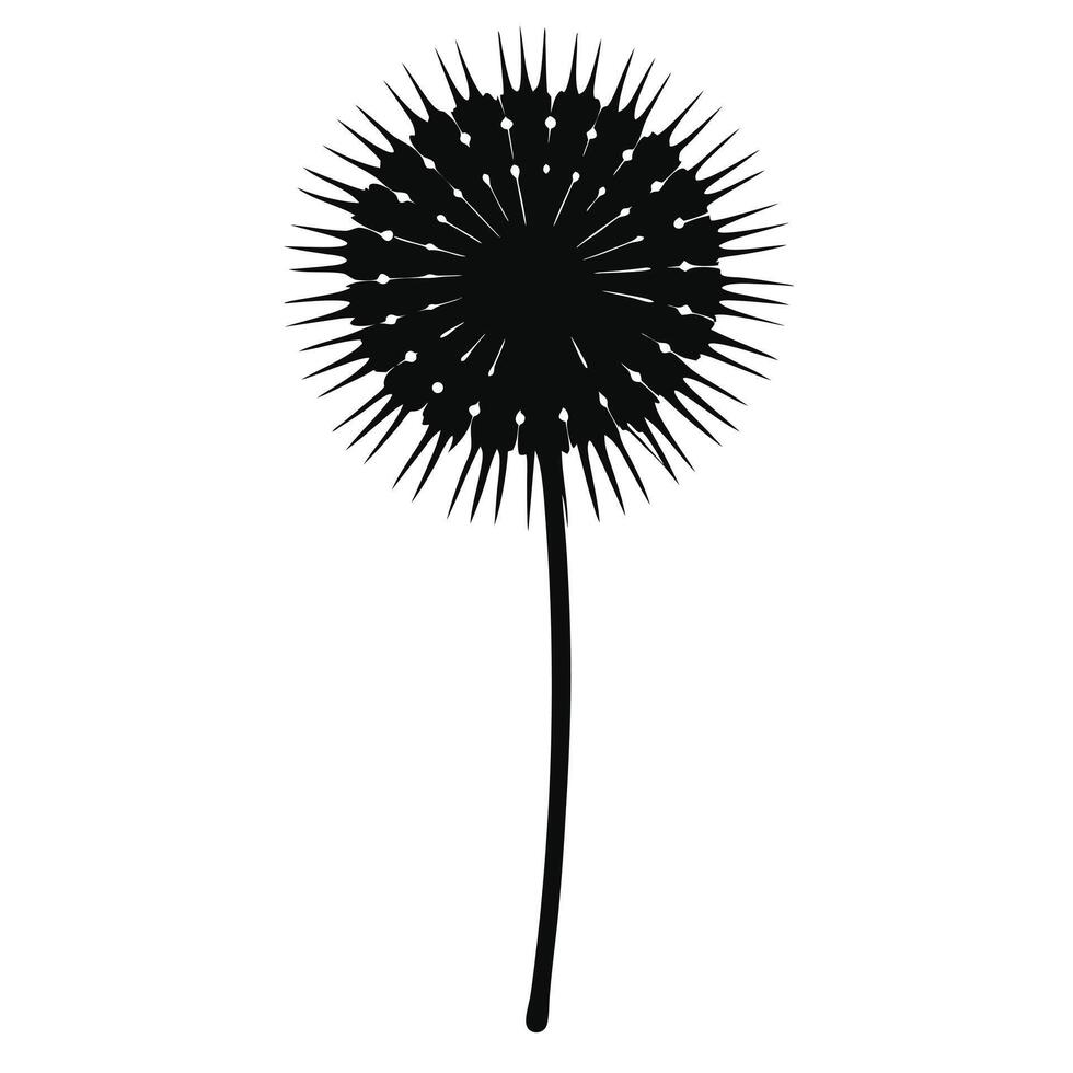 Dandelion Silhouette Black And White Image vector
