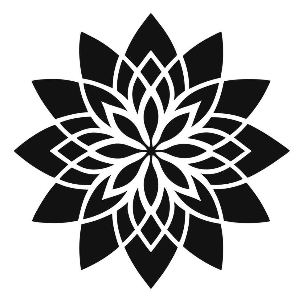 Geometric Floral Mandala Black And White vector