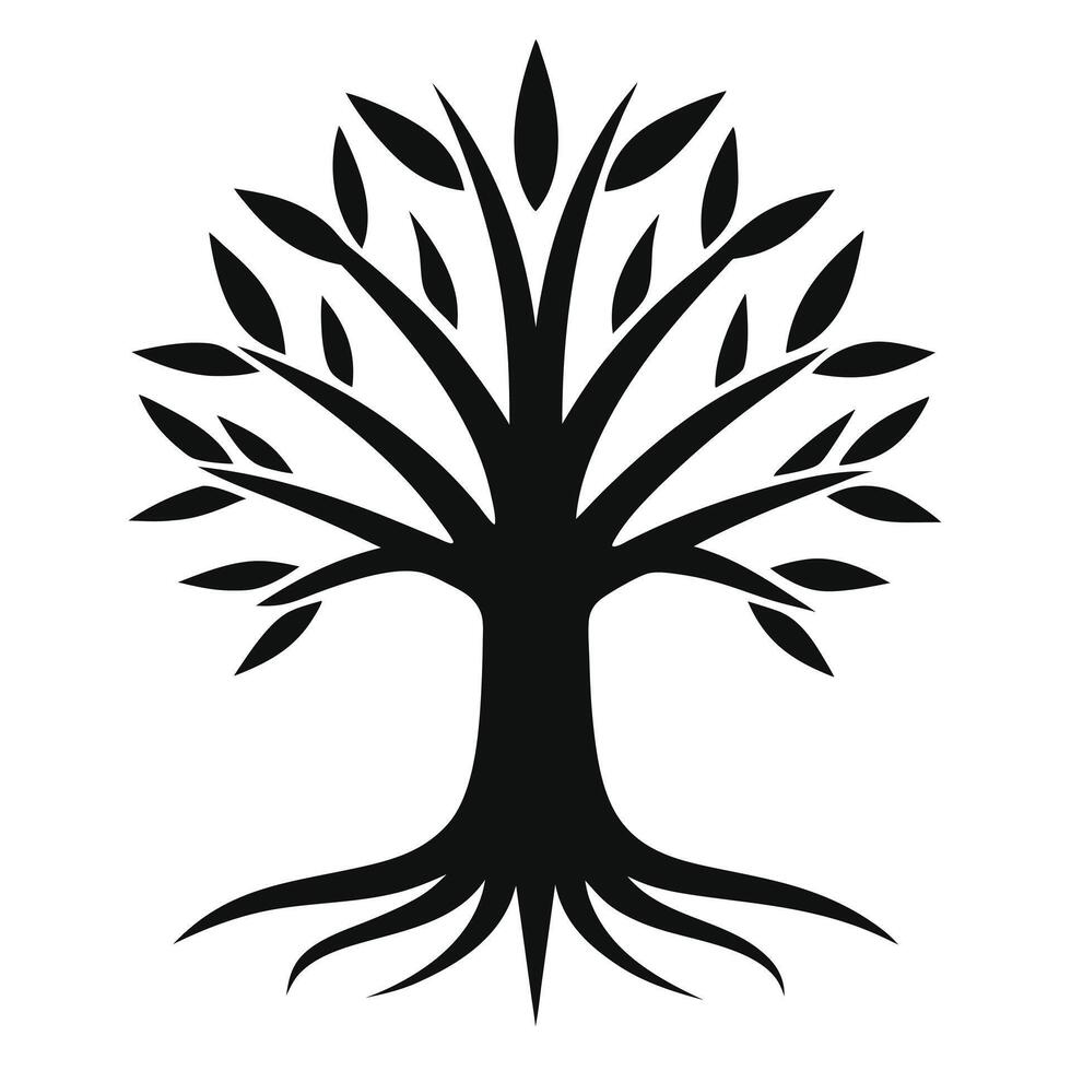 Elegant Black Tree Silhouette Design vector