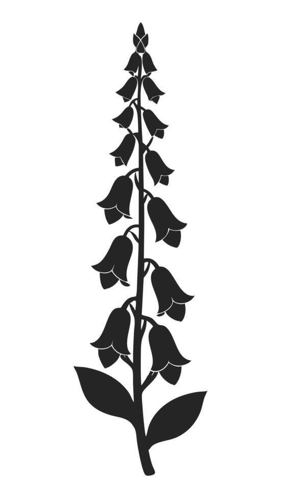 Digitalis Purpurea Flower Black Silhouette vector