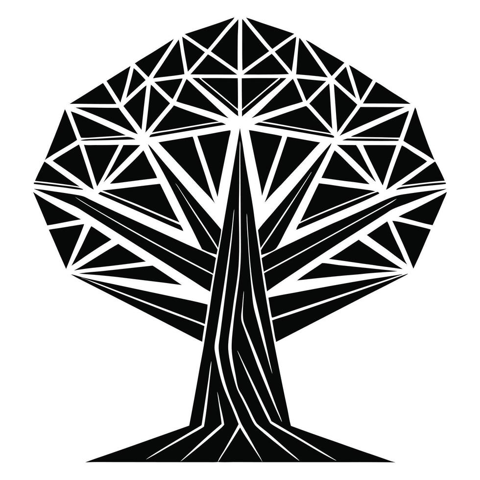 Geometric Tree Black And White Design vector