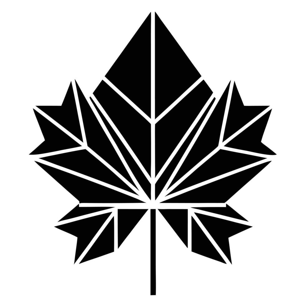 Geometric Maple Leaf Black Silhouette vector