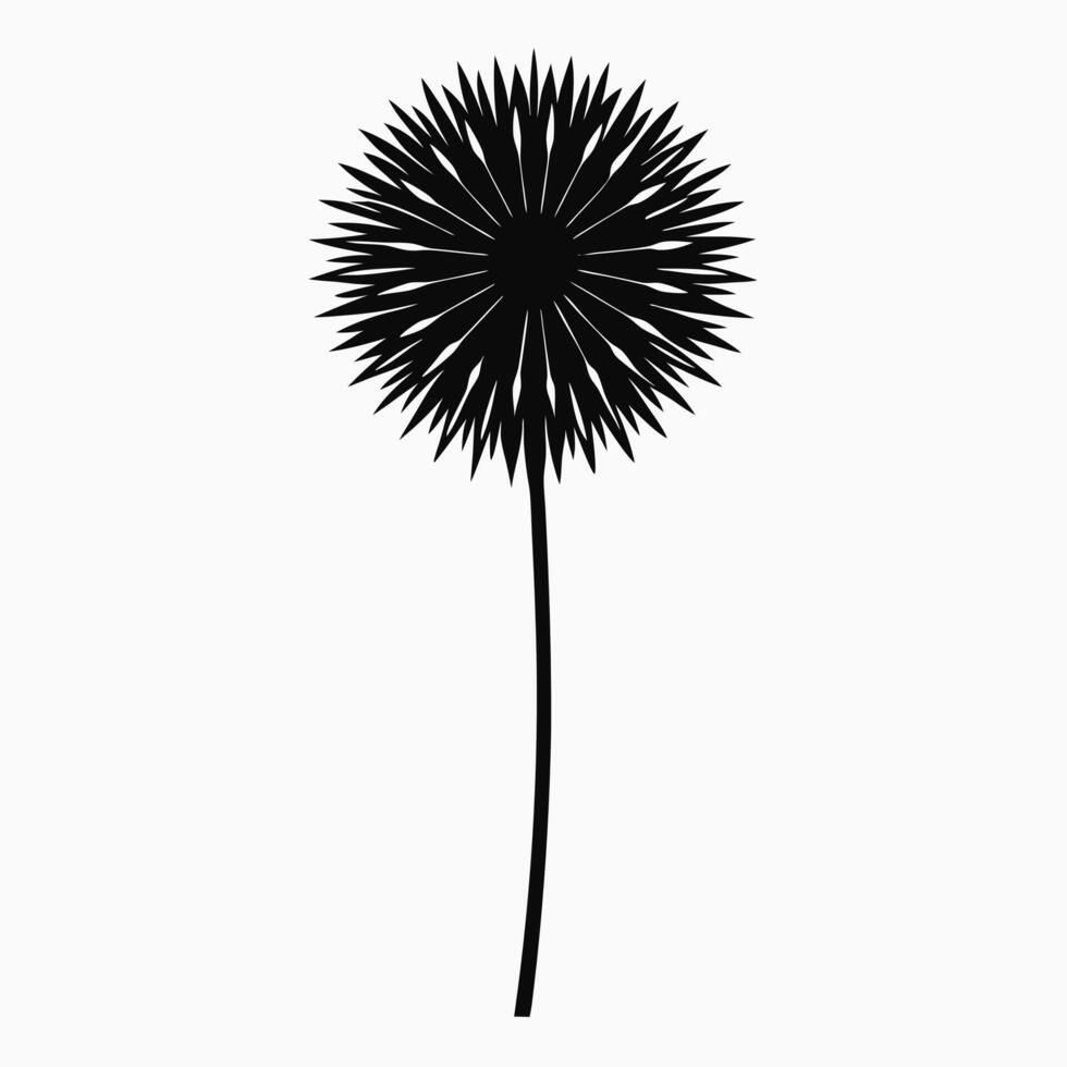 Dandelion Flower Silhouette Isolated White vector