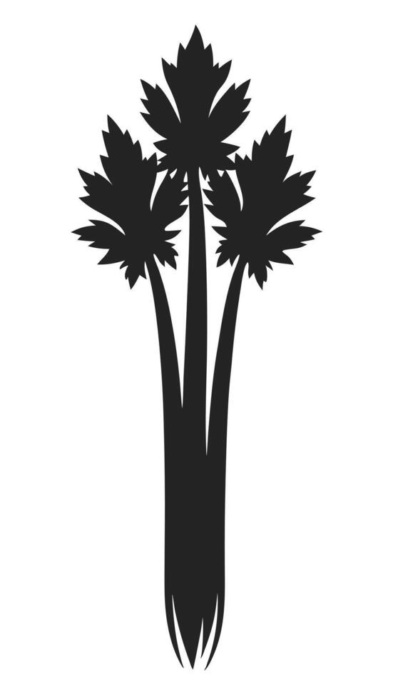 Celery Stalk Silhouette Healthy Fresh Vegetable vector
