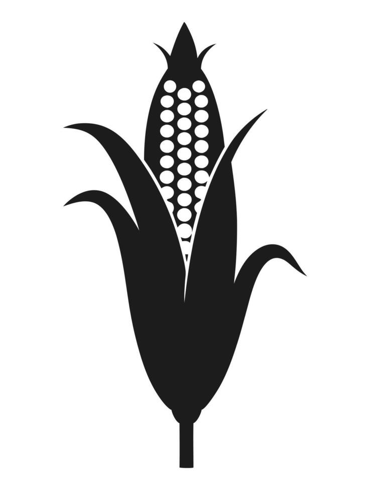 Corn Cob Black And White Icon vector