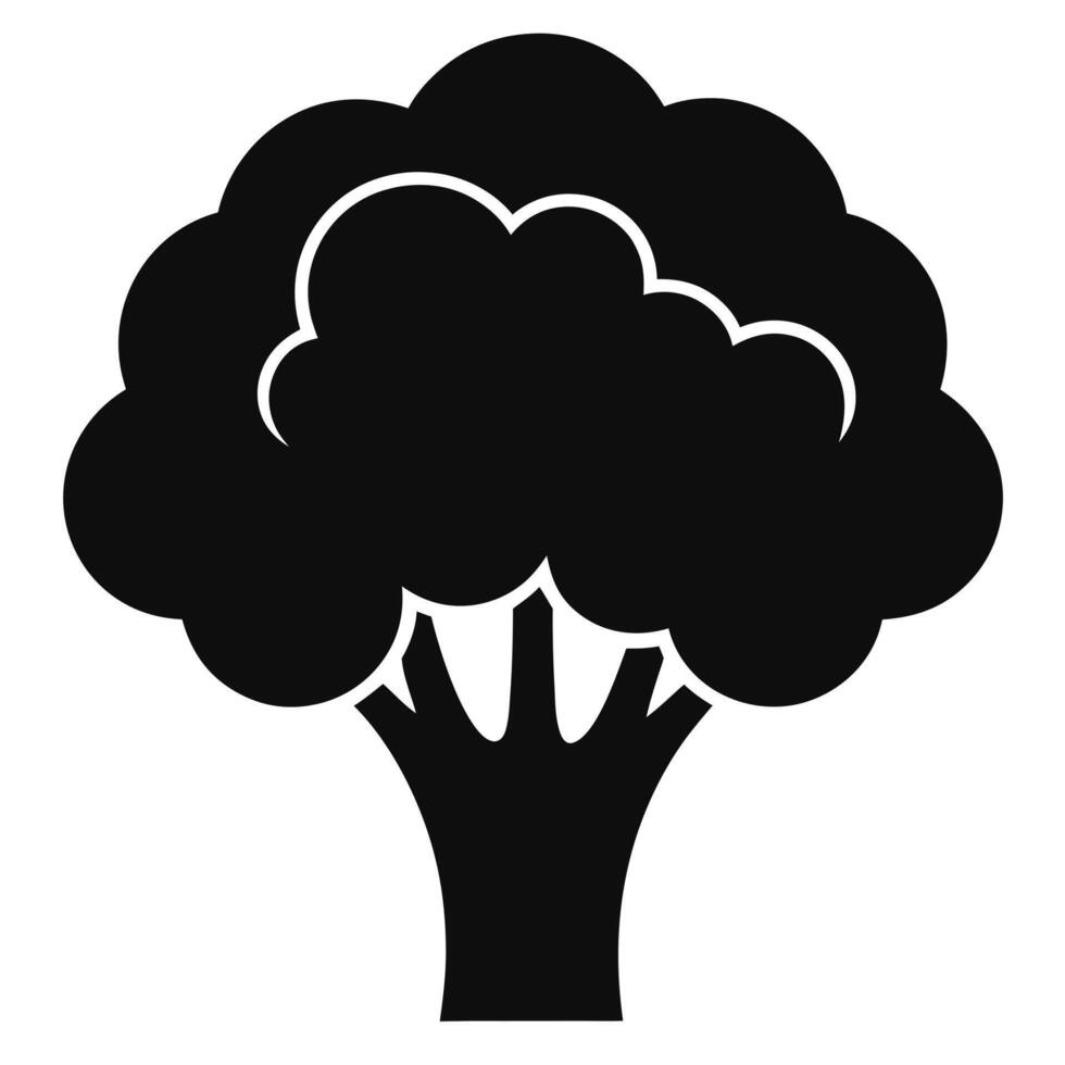 Broccoli Vegetable Black And White Icon vector