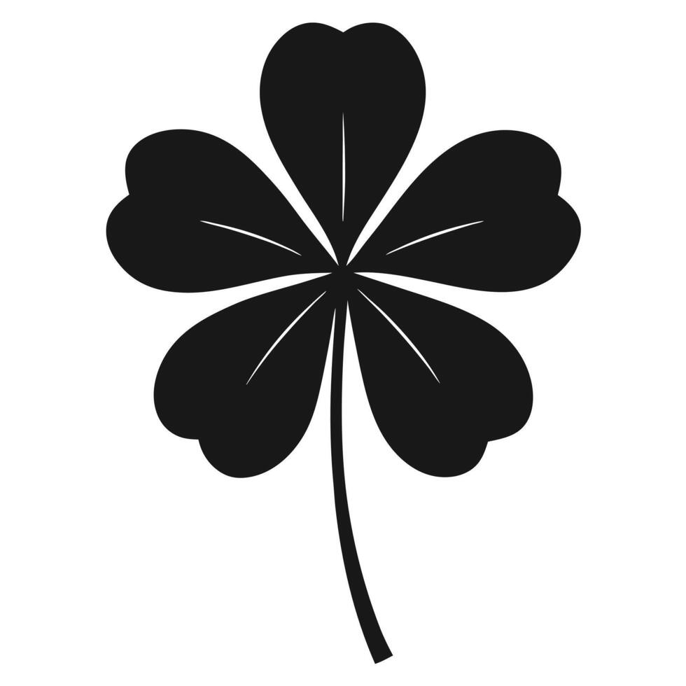 Five Leaf Clover Black Silhouette vector