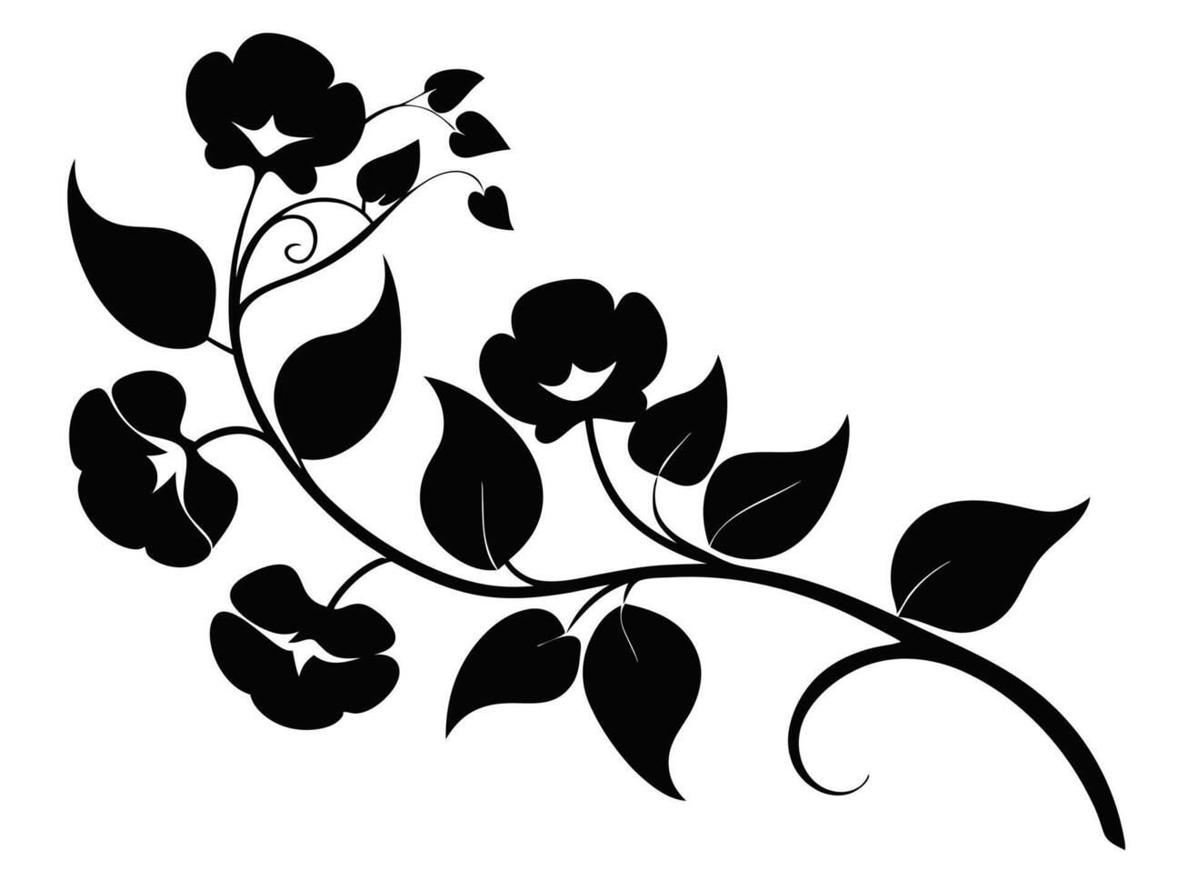 Floral Branch Silhouette Illustration vector