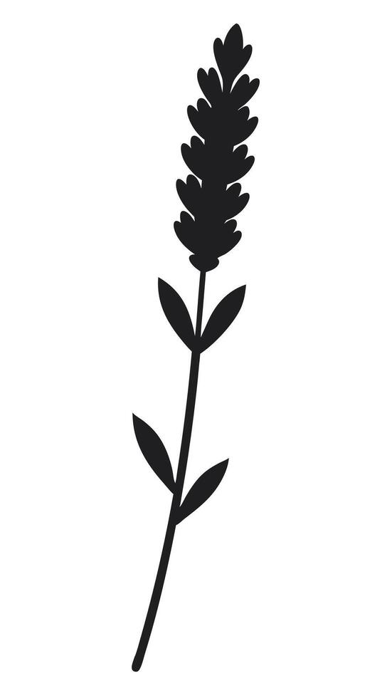 Lavender Flower Black Silhouette Simple Design vector