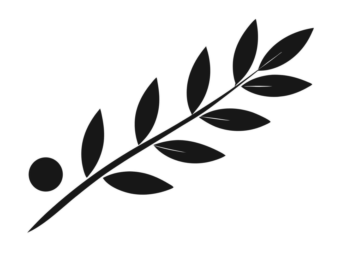 Olive Branch Simple Black Silhouette vector
