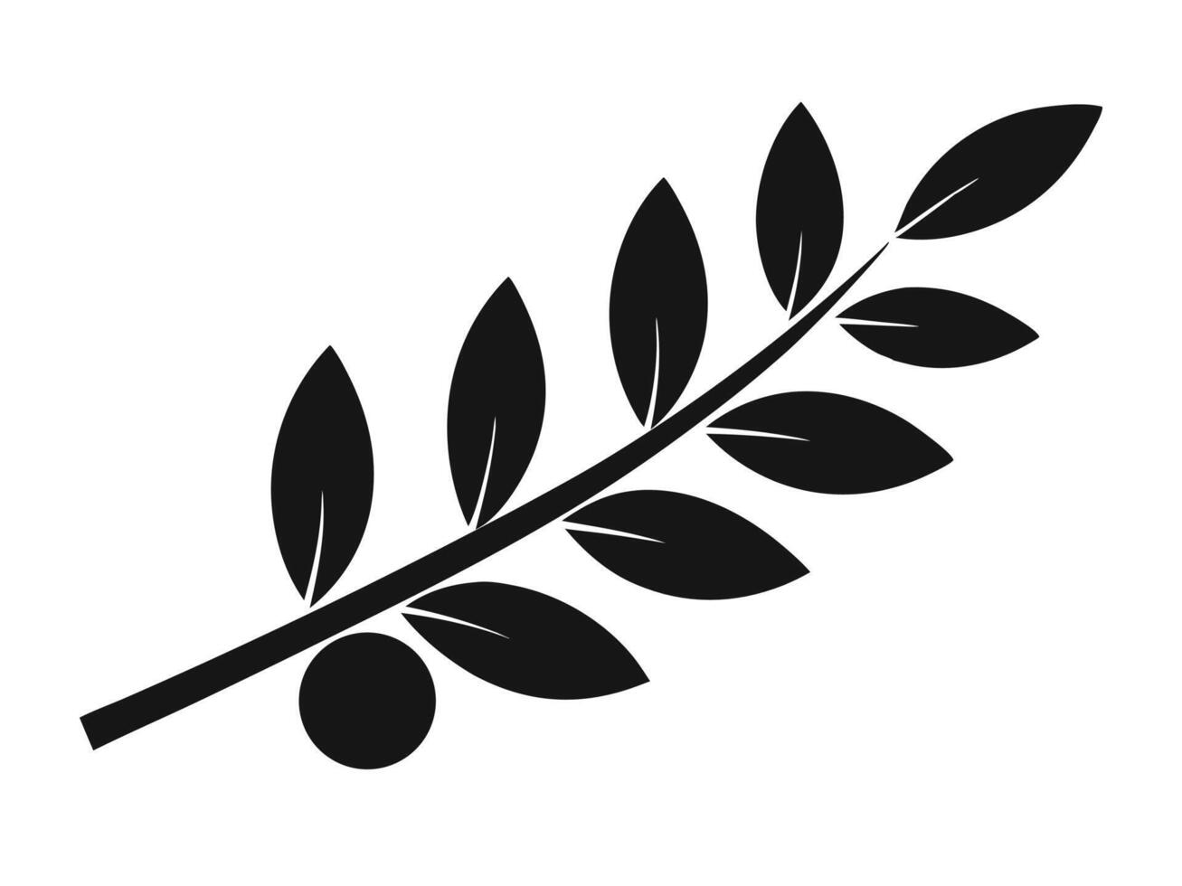 Olive Branch With Berry Silhouette vector