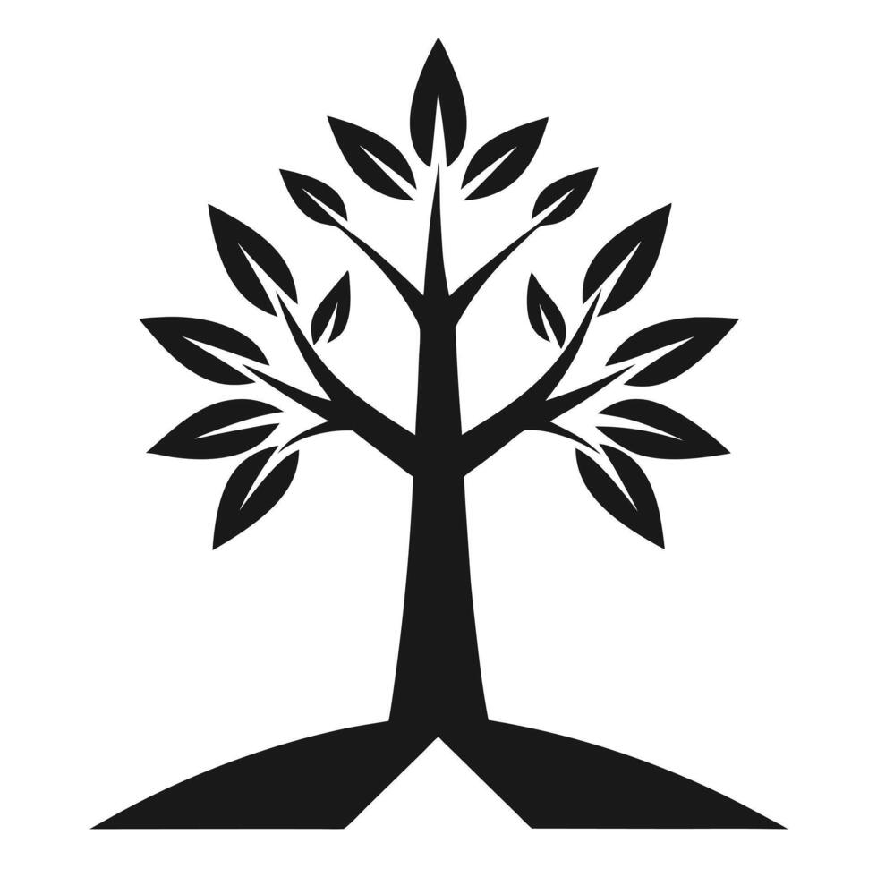 Minimalist Black Tree Illustration vector