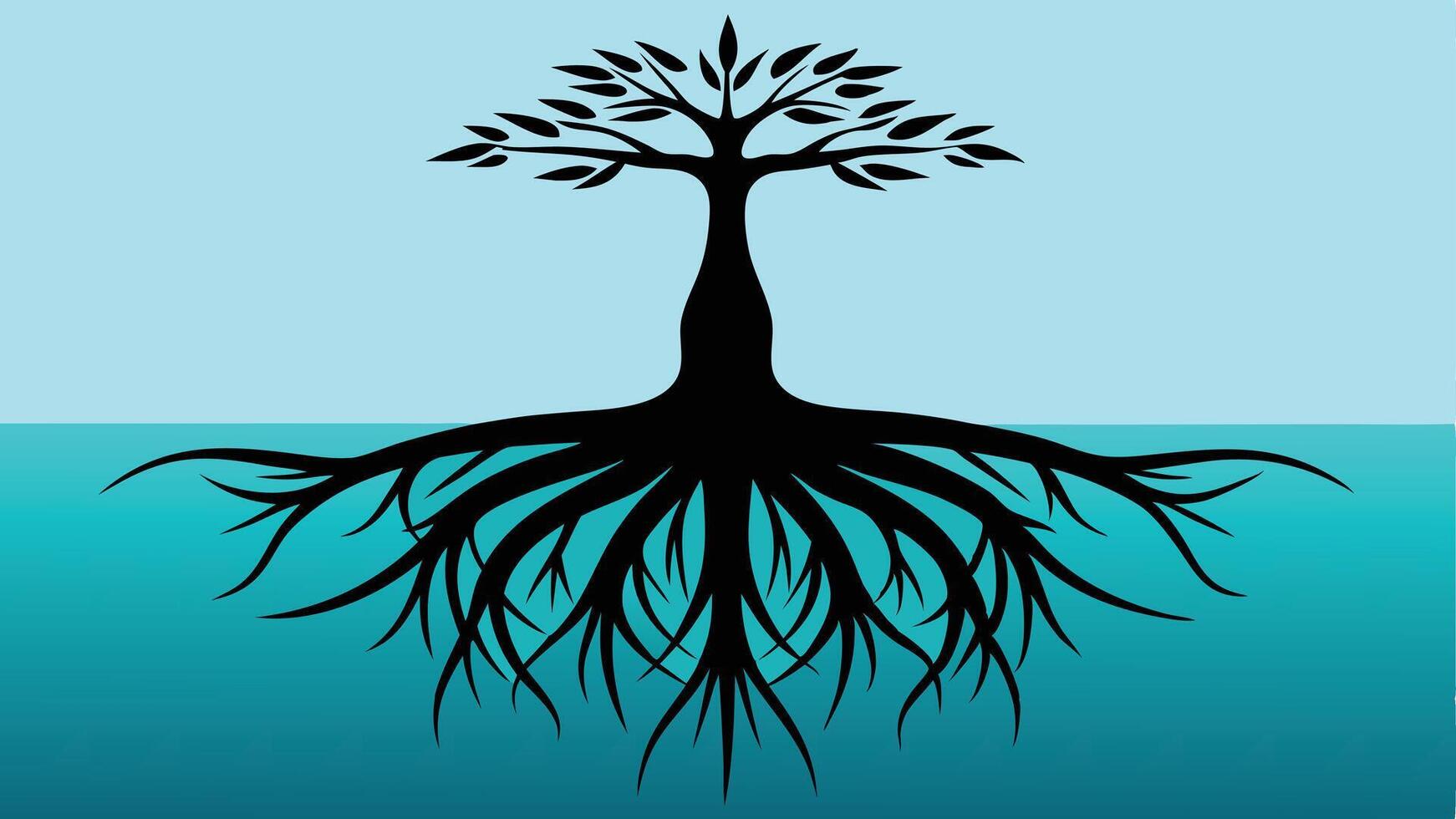 Silhouette of a tree Root vector