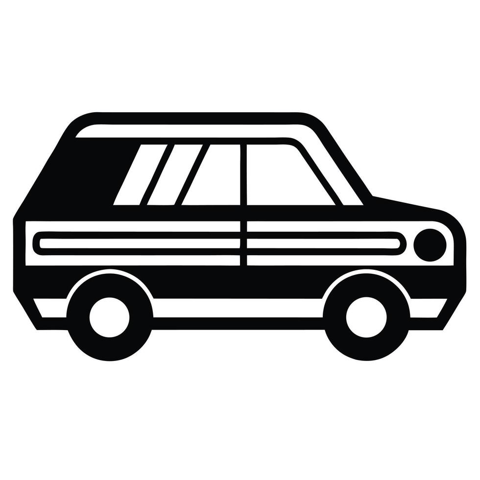 Isolated Vehicle Illustration Minimalist Black White vector