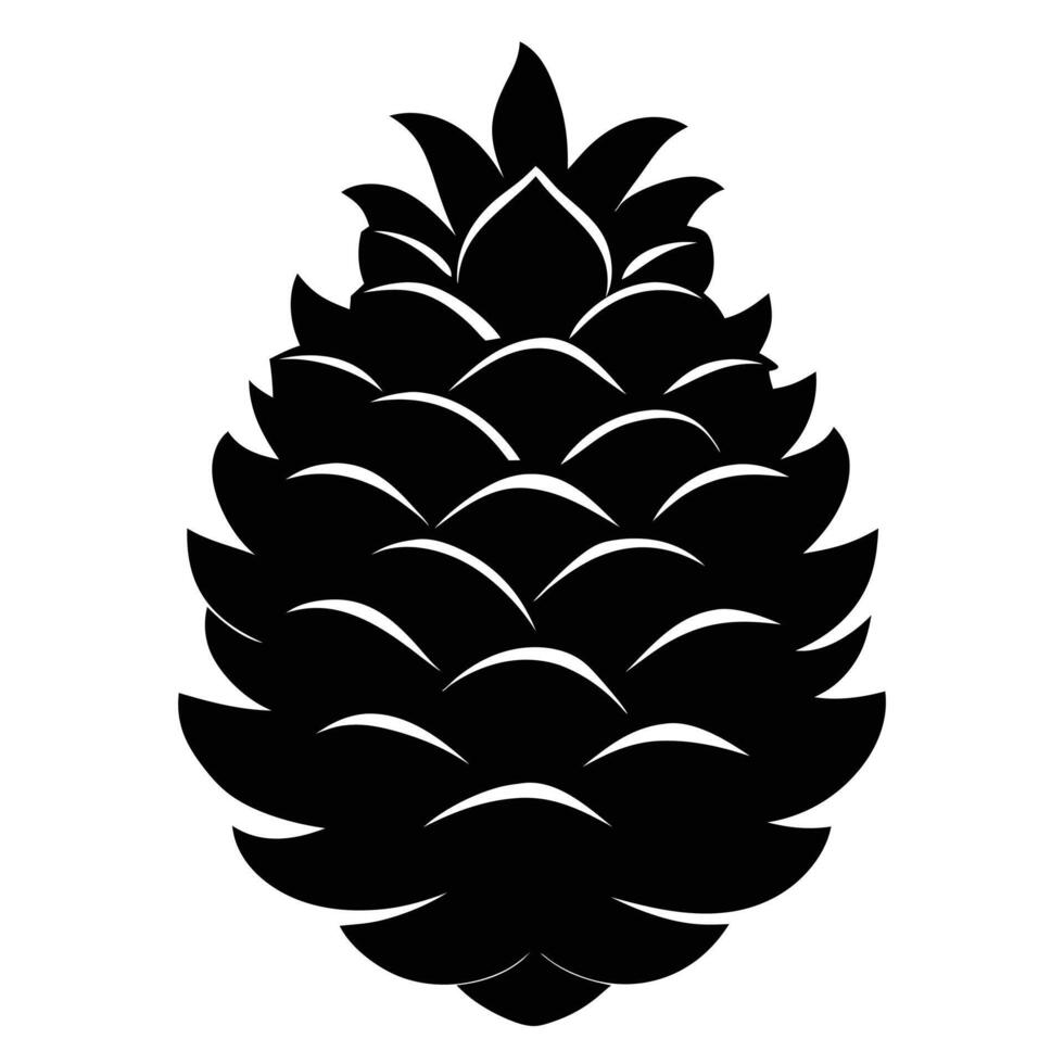 Pine Cone Silhouette Black And White vector
