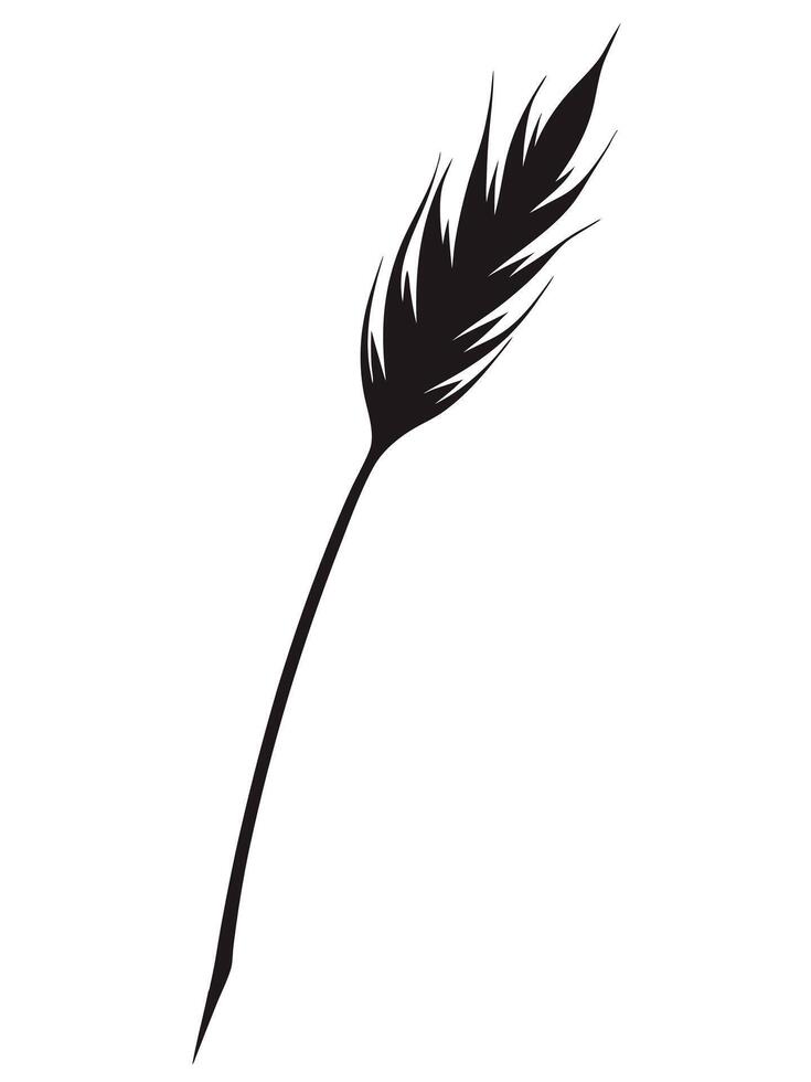 Wheat Stalk Black And White Silhouette vector