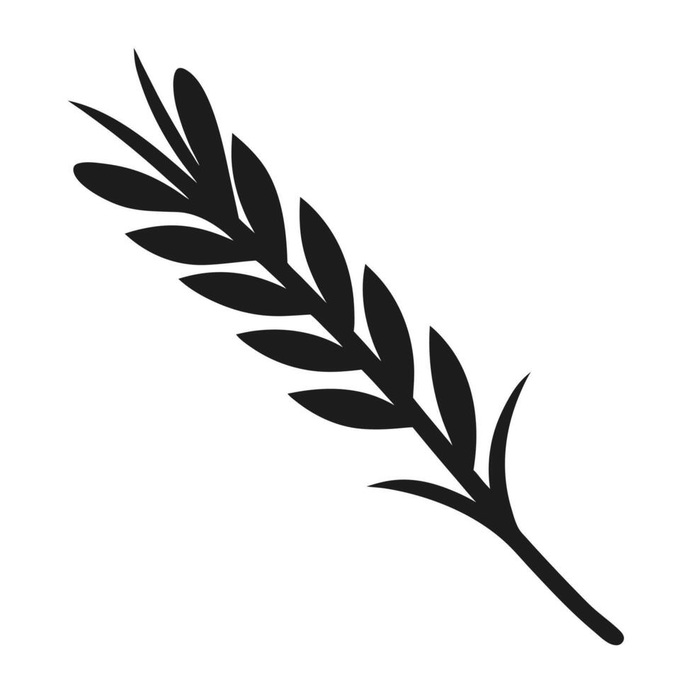Wheat Stalk Simple Black Silhouette vector