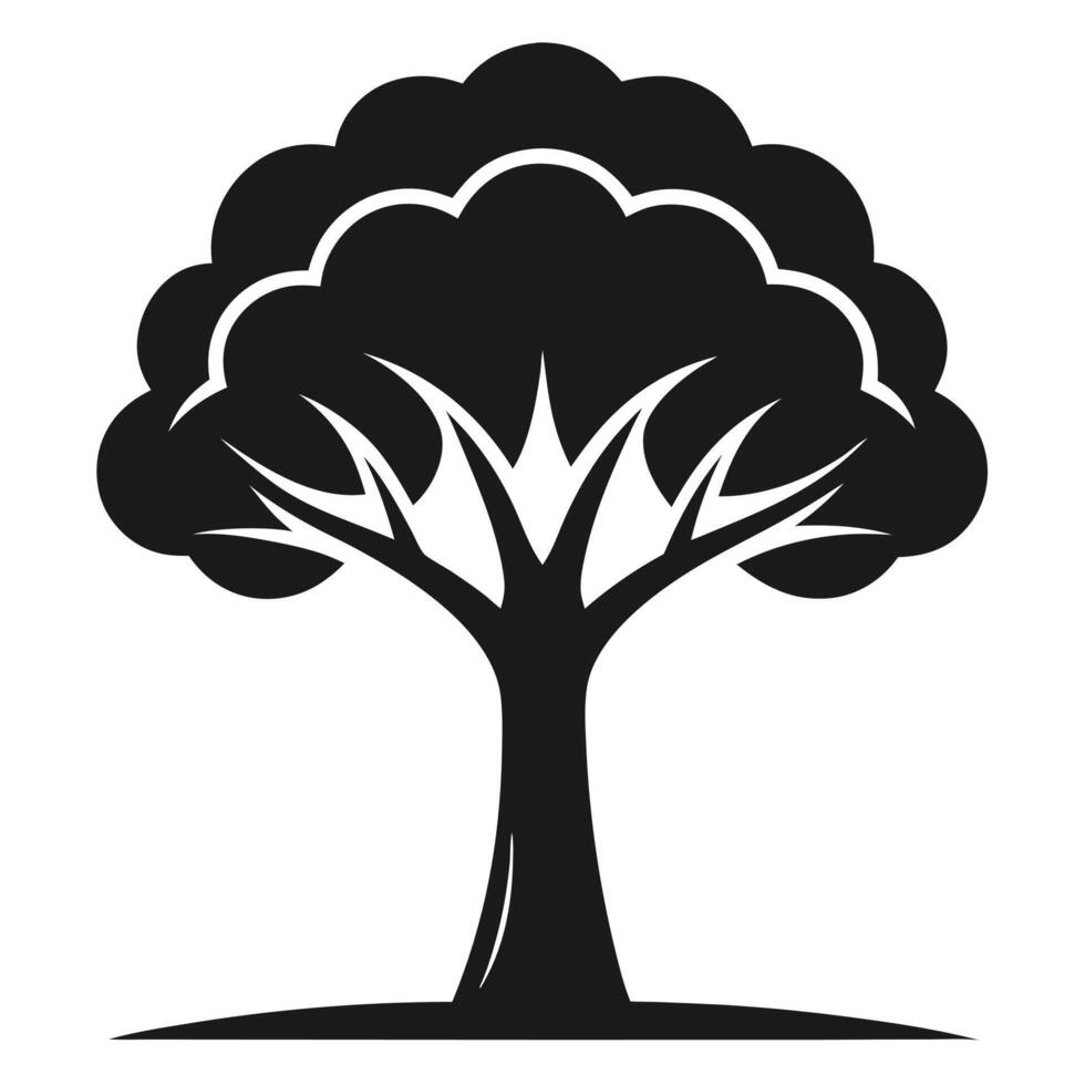 Simple Black Tree Silhouette Illustration vector