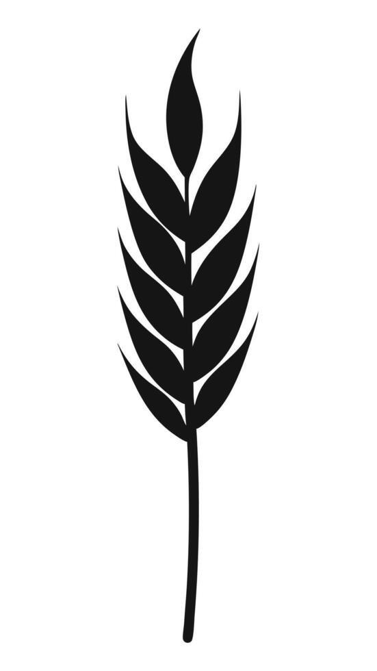 Simple Wheat Ear Black Silhouette vector