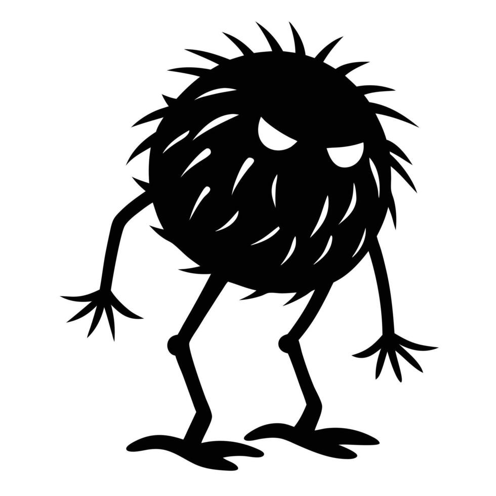 Spiky Cartoon Monster Black Silhouette vector