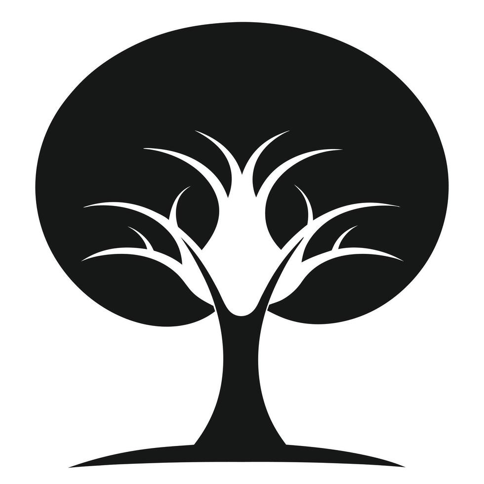 Stylized Black And White Tree Silhouette vector