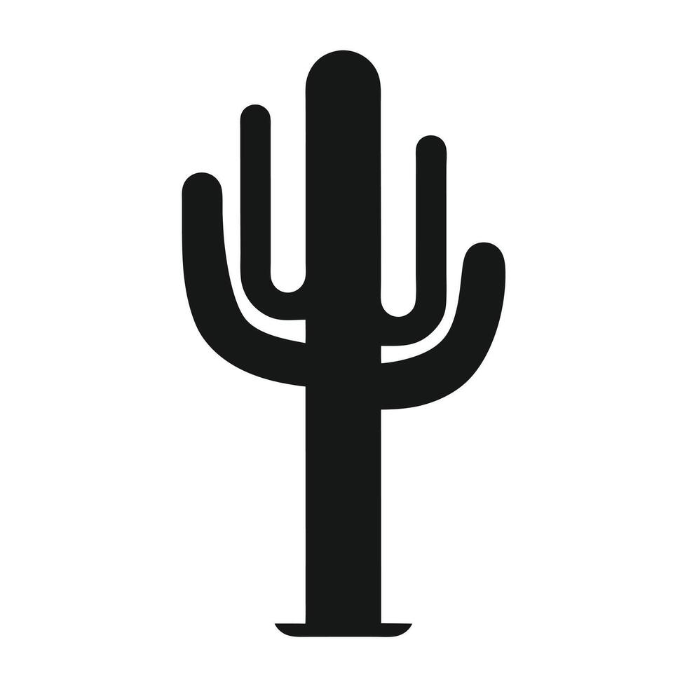 Simple Graphic Saguaro Cactus Silhouette vector