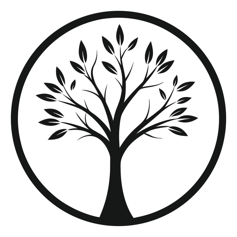 Tree Silhouette In Circle Frame vector