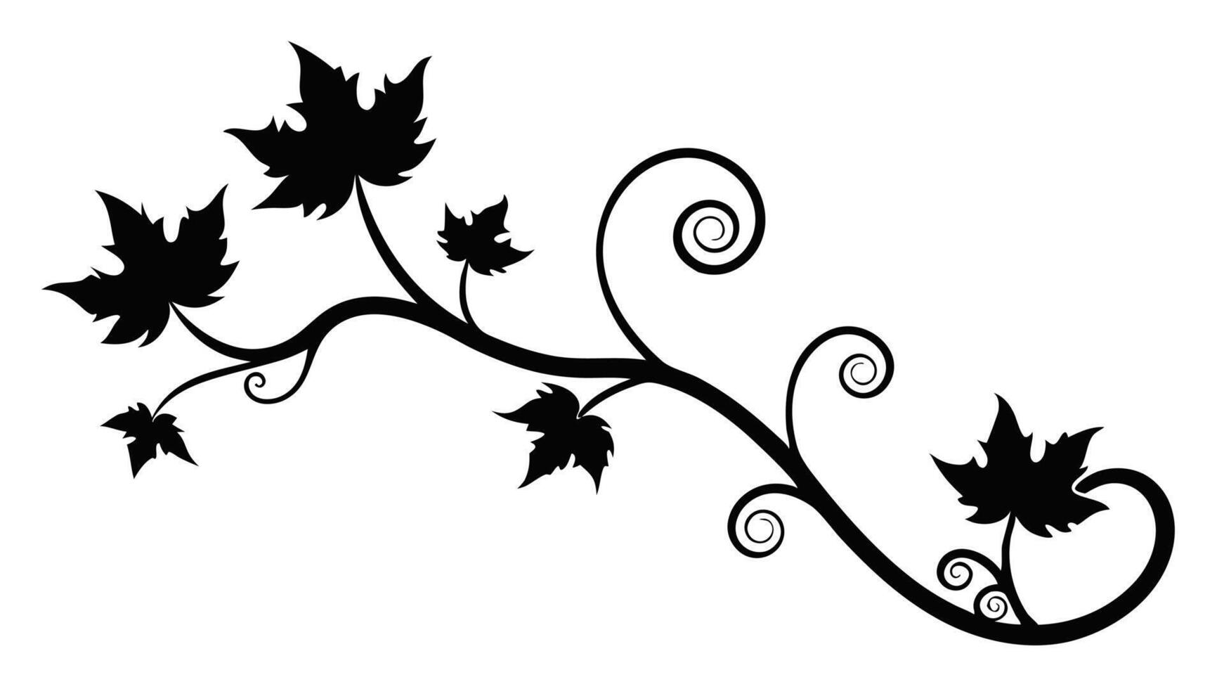 Vine And Leaf Black Silhouette vector