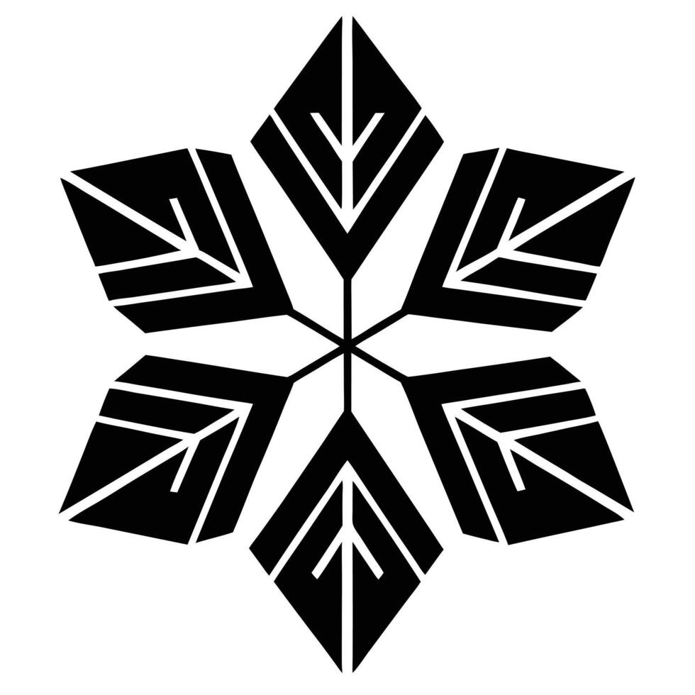 Geometric black and white snowflake design vector