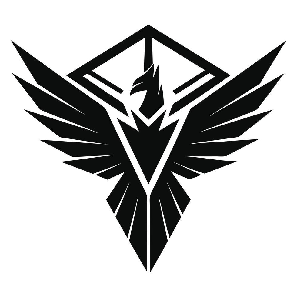 Modern eagle emblem black and white vector