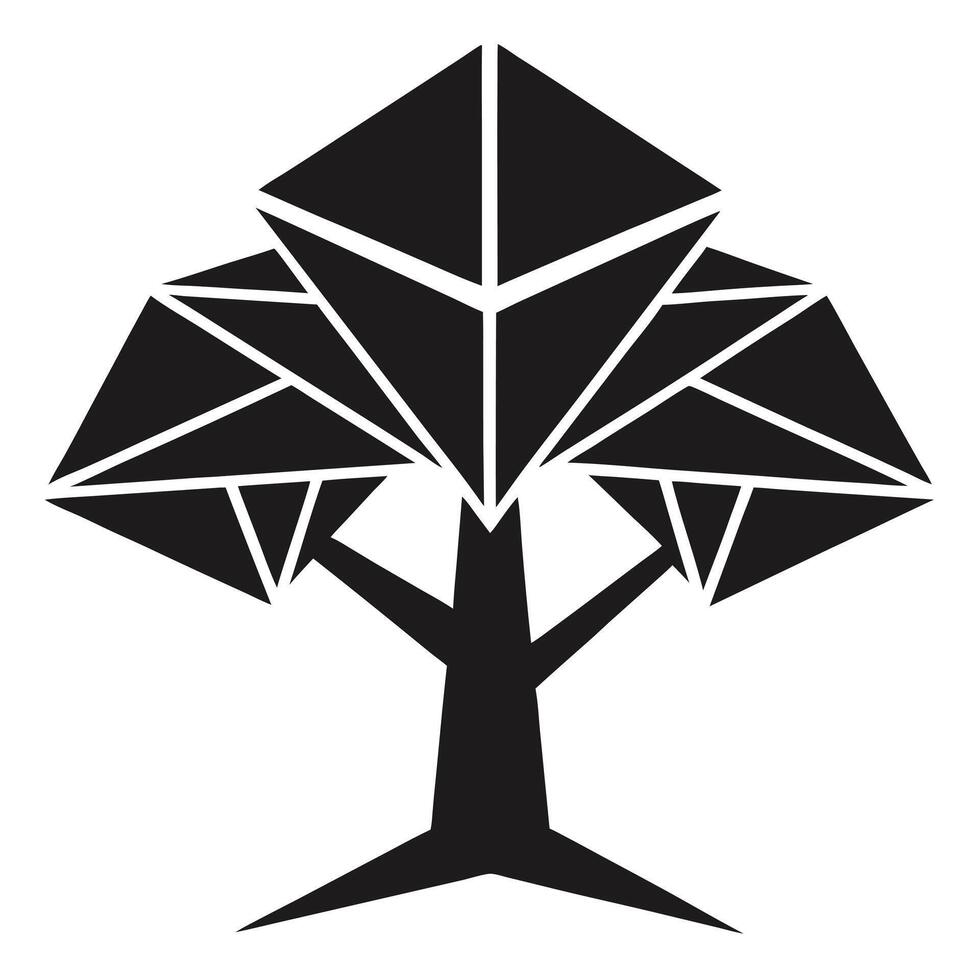 Geometric tree silhouette on white background vector