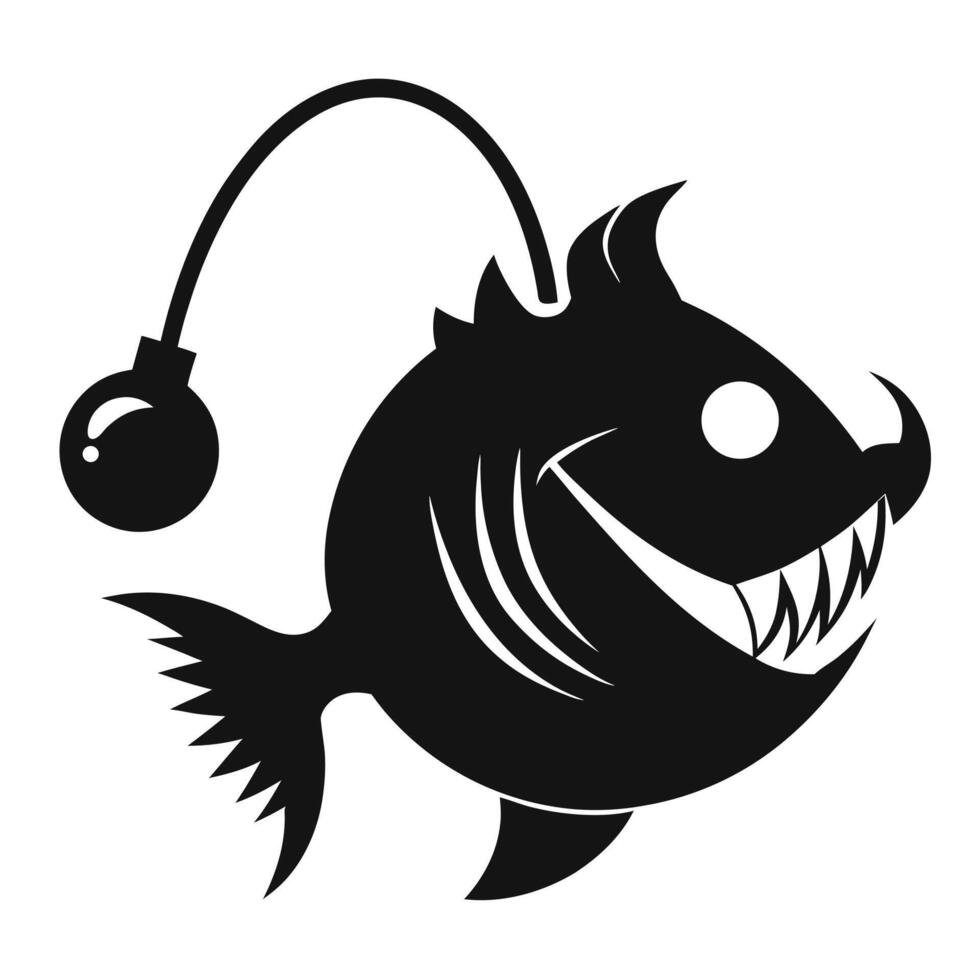 Anglerfish silhouette illustration design element vector