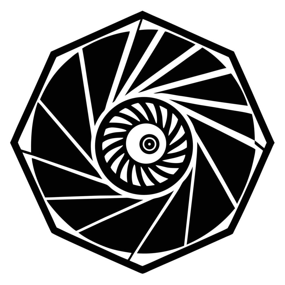 Abstract geometric eye in black and white vector