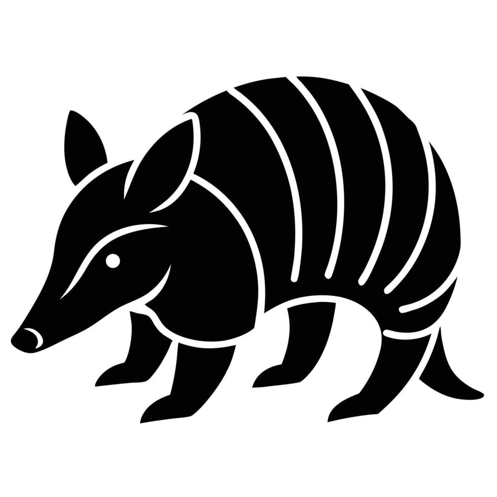 Armadillo animal silhouette black and white vector