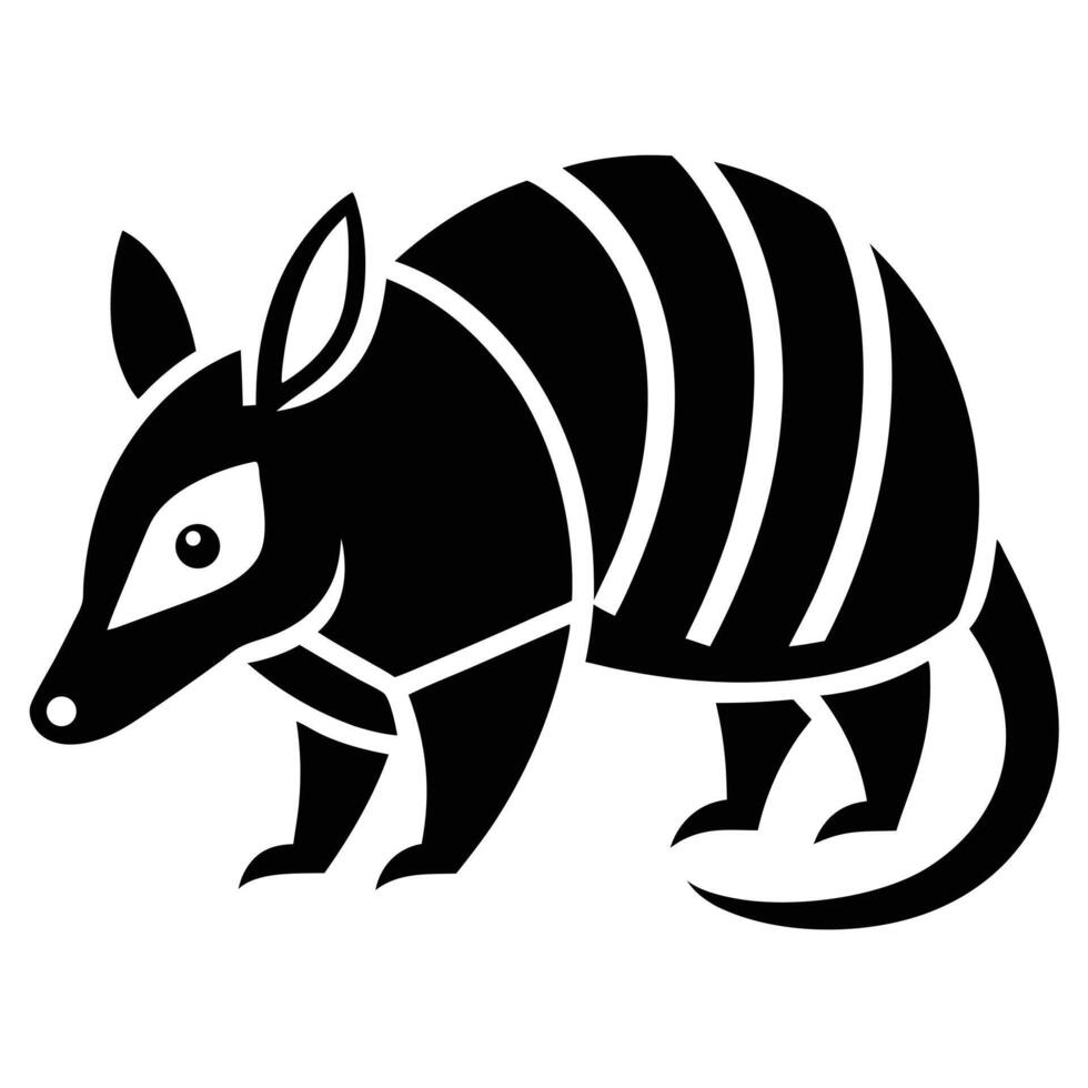 Simple black and white armadillo illustration vector