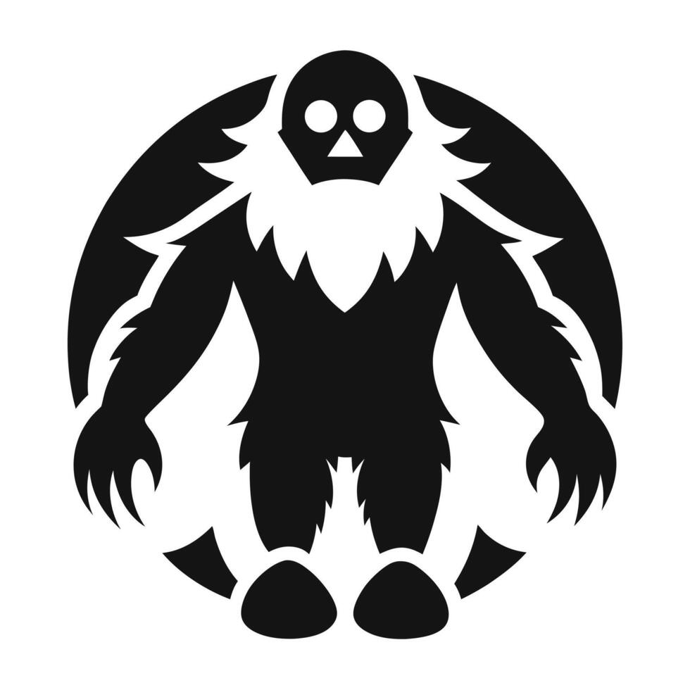 Silhouette illustration of mythical bigfoot creature vector
