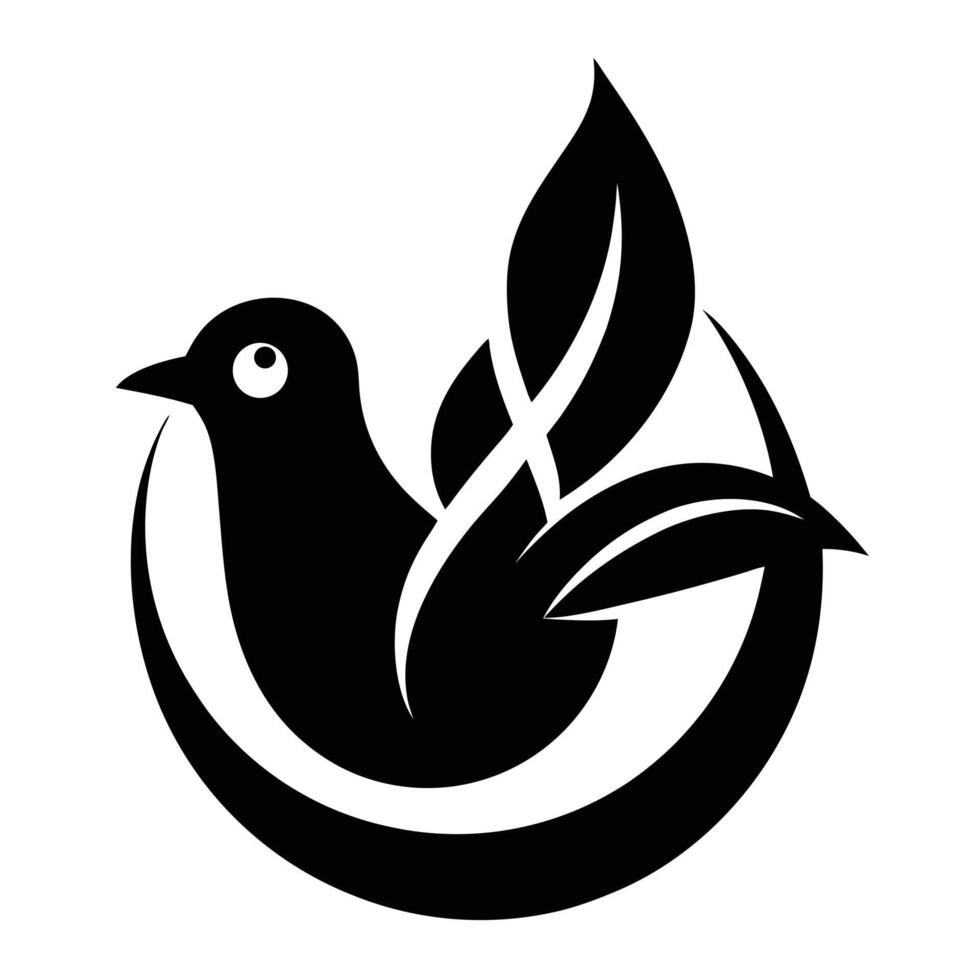 Dove with leaves symbolic illustration vector