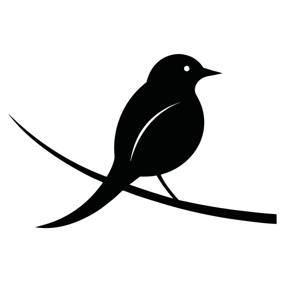 Silhouette of a bird perched on branch vector
