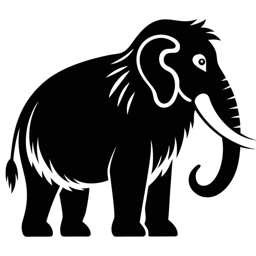 Black and white elephant silhouette vector