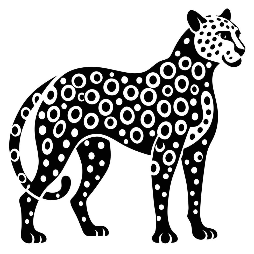 Stylized black and white cheetah vector