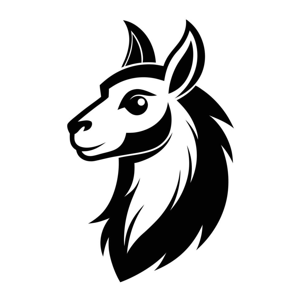 Stylized black and white llama head vector