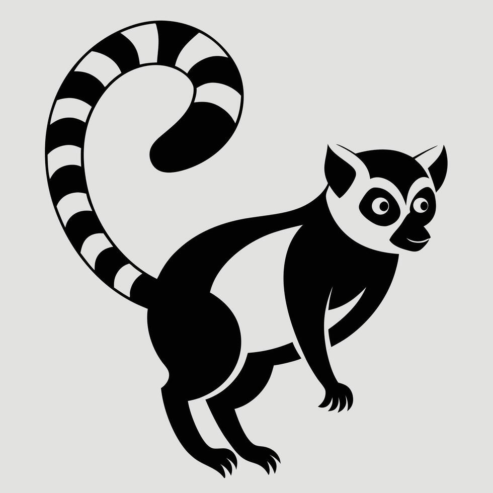 Black and white stylized lemur illustration vector