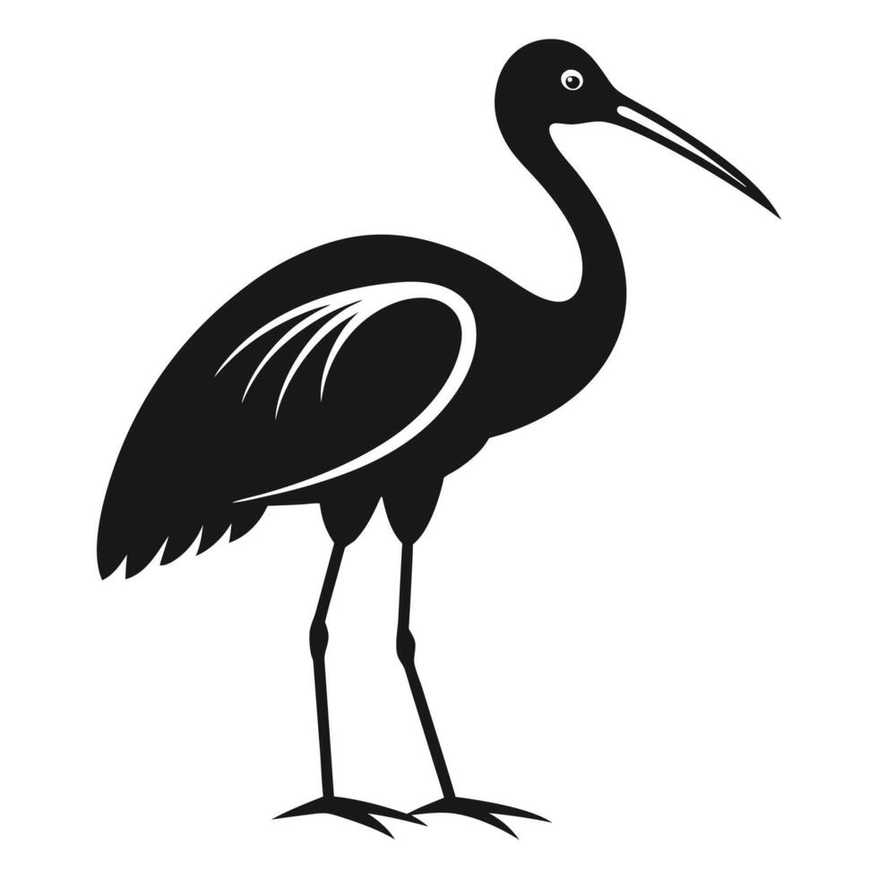 Black ibis silhouette illustration design vector