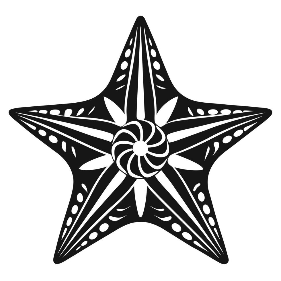 Black and white decorative starfish design vector